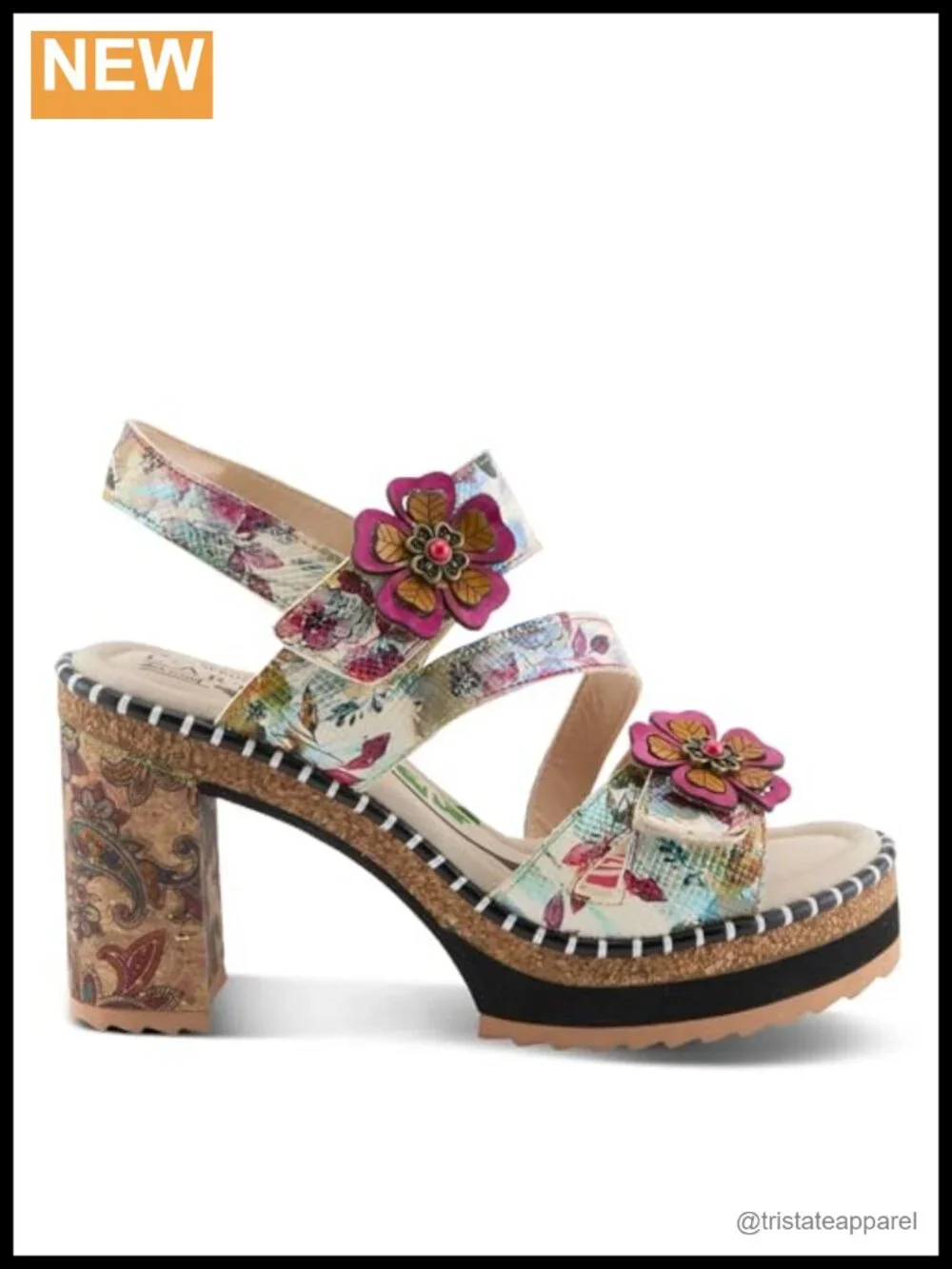 L'Artiste Escapartist Leather Slingback Block Heel Sandals Supportive Comfort